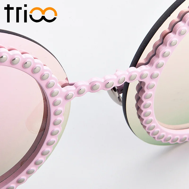Очки солнцезащитные TRIOO женские круглые модные роскошные солнечные очки с