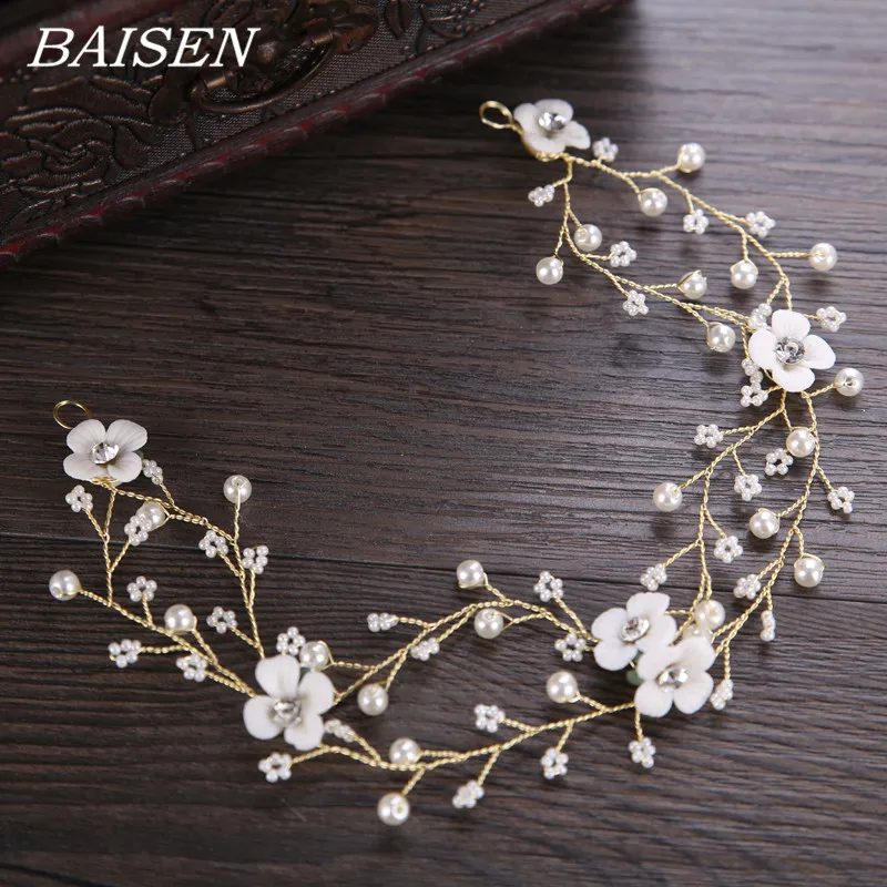 Pearl Flower Headband Wedding Hair Jewelry Bridesmaid Bride Women Accessories Head Tiara | Украшения и аксессуары