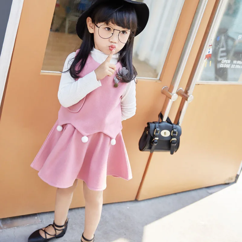 3 шт./компл. свитер + футболка платье комплект одежды для девочек модная одежда