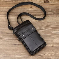 Mens Genuine Leather Shoulder Bags Small Square High Quality Multi-Function Messenger Bag Retro Business Office Mobile Phone
