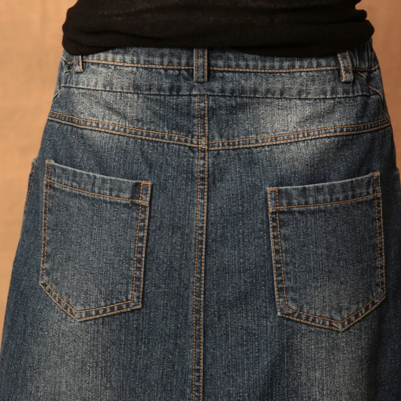 Женская джинсовая юбка средней длины повседневная трапециевидная из денима в