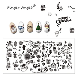 Finger Angel 1 шт. рождественские пластины для штамповки ногтей изображение штамп уникальный мультфильм Лось Снежинка 6*12 см DIY ногтей шаблон пластины - Цвет: MC16