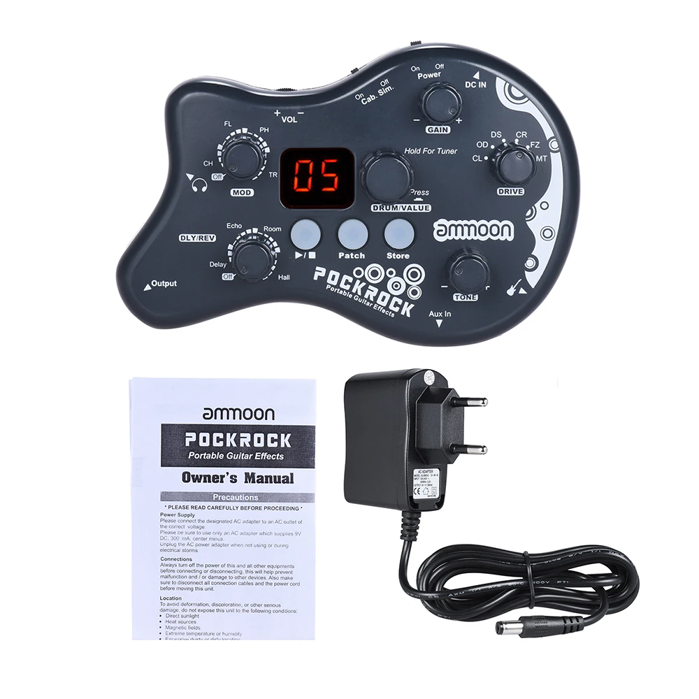 ammoon PockRock Portable Guitar Multi-effects Processor Effect Pedal 15 Types 40 Drum Rhythms Tuning Function | Спорт и развлечения
