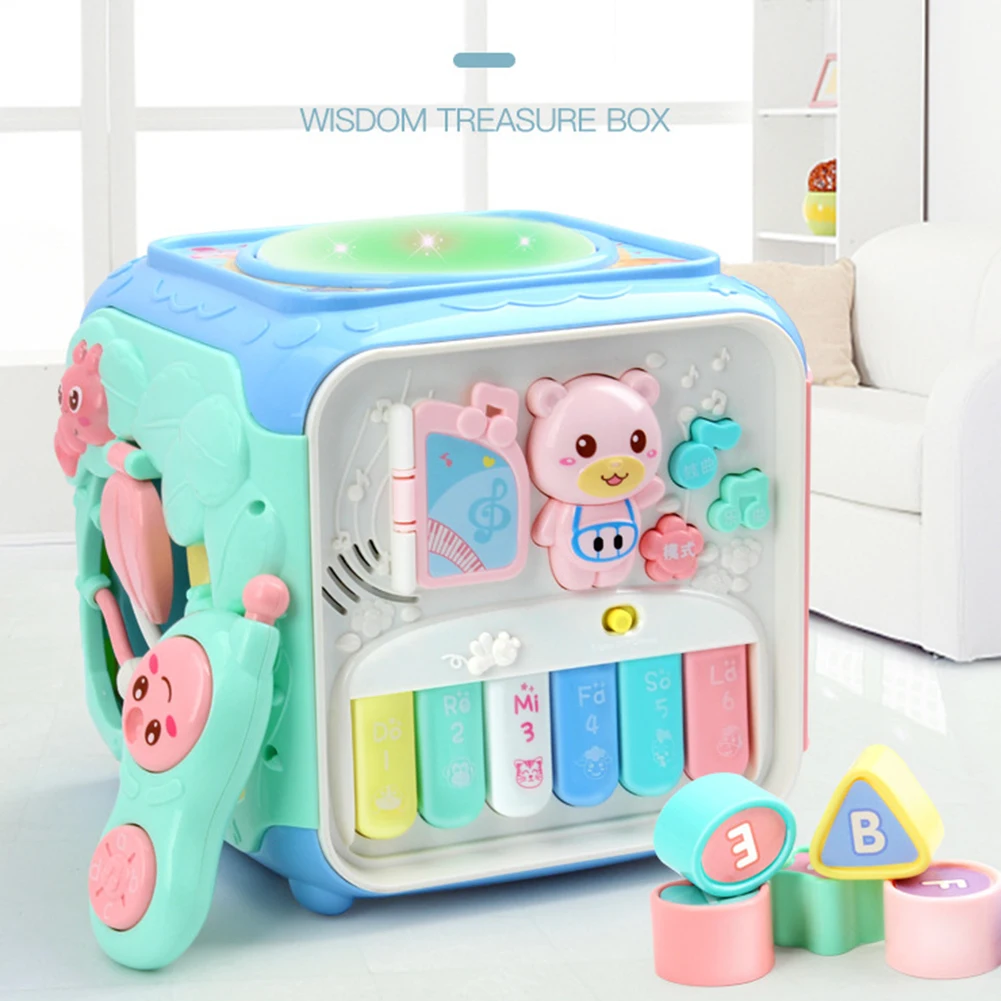 multicolor Многофункциональный Музыкальный барабан, подвижный куб, музыкальные игрушки, форма блоков, сортировщик, Обучающие Детские игрушки, музыкальные инструменты для детей - Цвет: multicolor