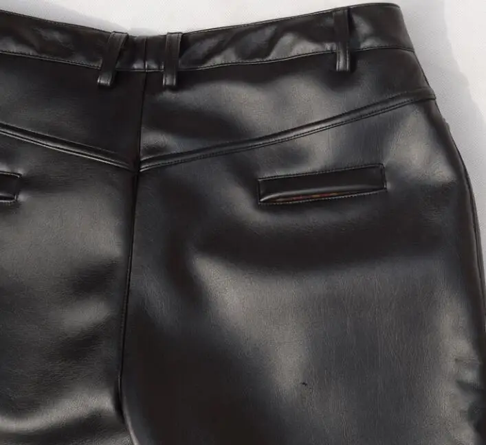 Осенне-зимние женские брюки из искусственной кожи с высокой талией | Женская