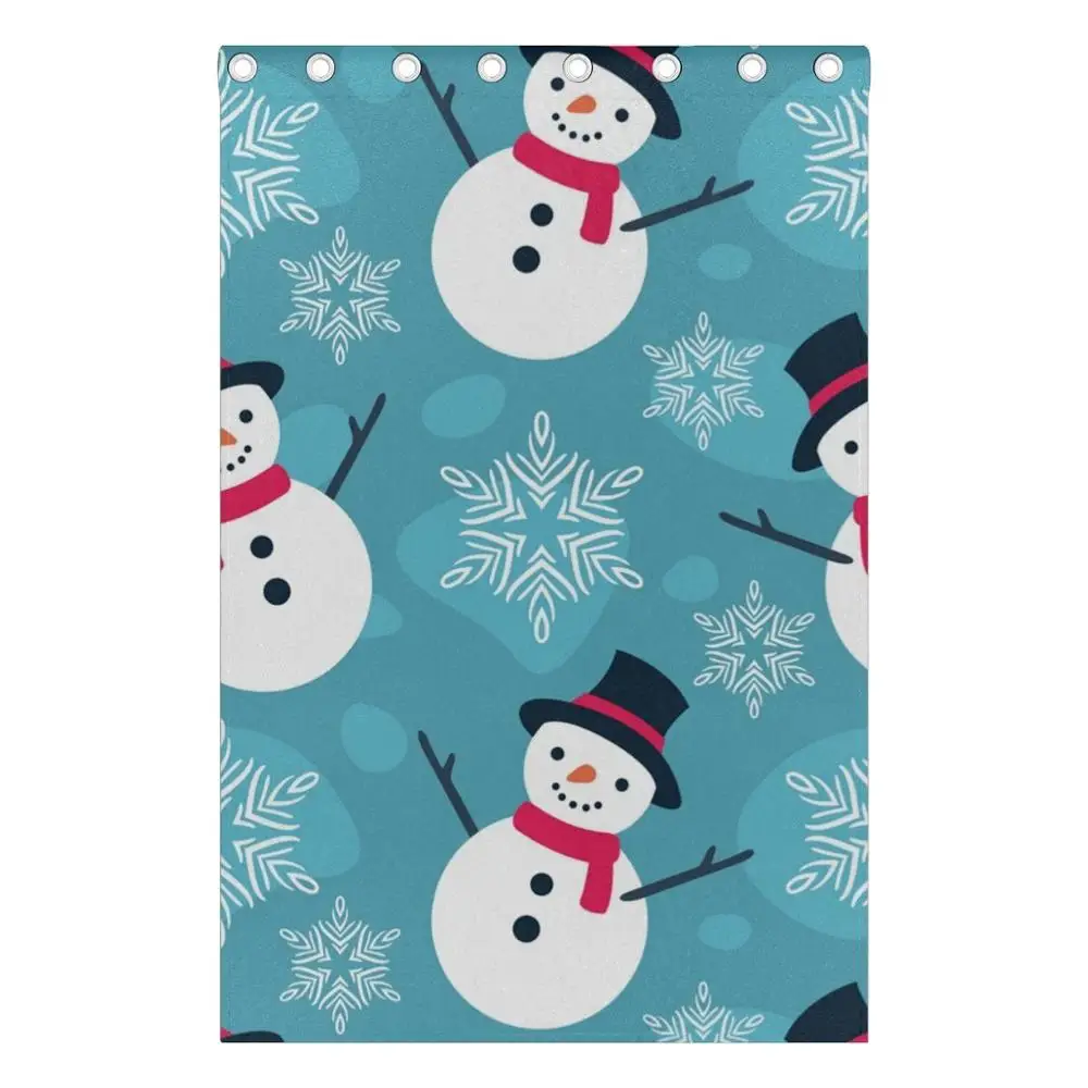 Рождественская снеговик занавески со снежинками затемняющие панели Grommet