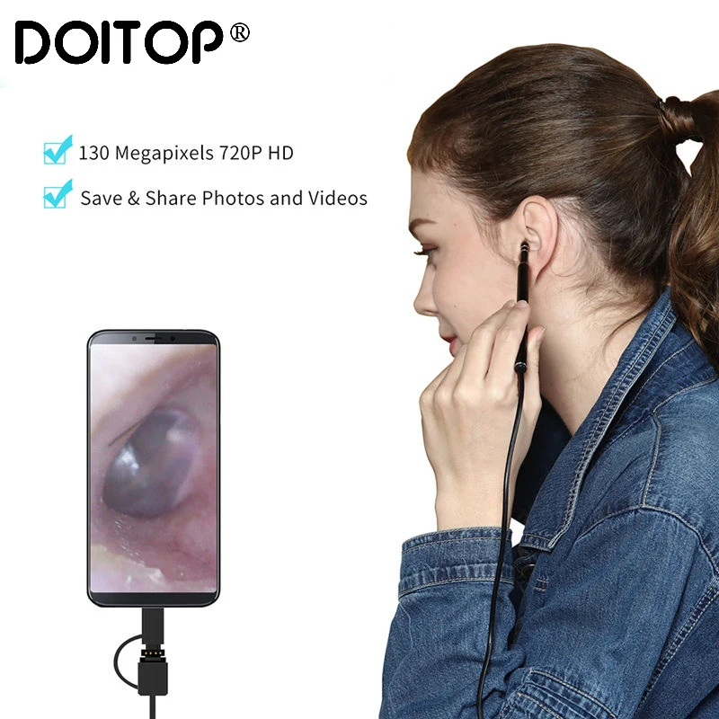 DOITOP HD визуальный инструмент для чистки ушей мини камера otoscope уход за ушами USB