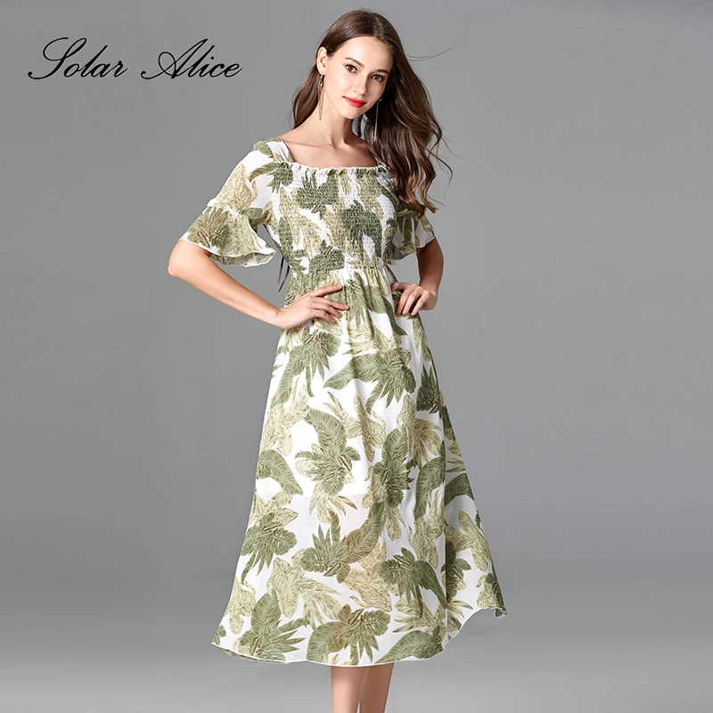 Солнечный ALICE Бесплатная доставка эластичный пояс с шифоновое платье цветочный