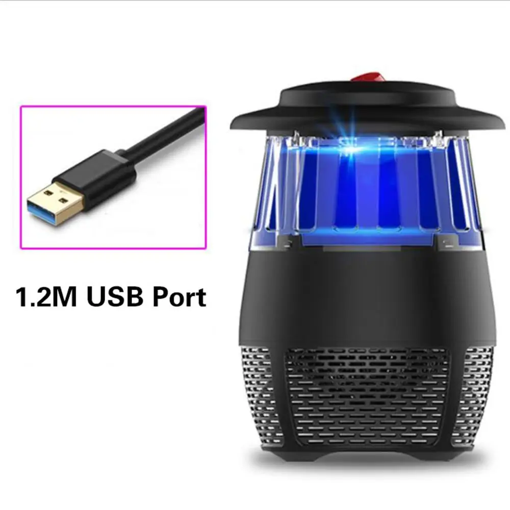 Черный 5 Вт USB электронный светодиодный светильник от комаров, безопасная ловушка от комаров, лампа для уничтожения насекомых для гостиной, спальни, кухни, ночной Светильник - Цвет: Черный