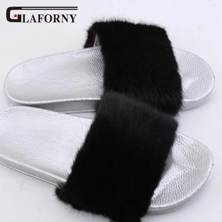 Glaforny/Новое поступление года; тапочки из натурального меха норки; женские модные меховые шлепанцы; Вьетнамки ручной работы; сандалии Bach