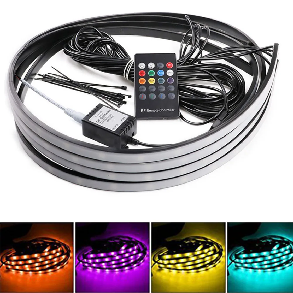 YSY 4x Авто RGB Светодиодные ленты под тележка на колесах гибкий Glow днища Системы