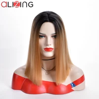 alizing ombre black brown silk straight lace front wig ombre color t part lace synthetic hair wig long natural straight wig k054