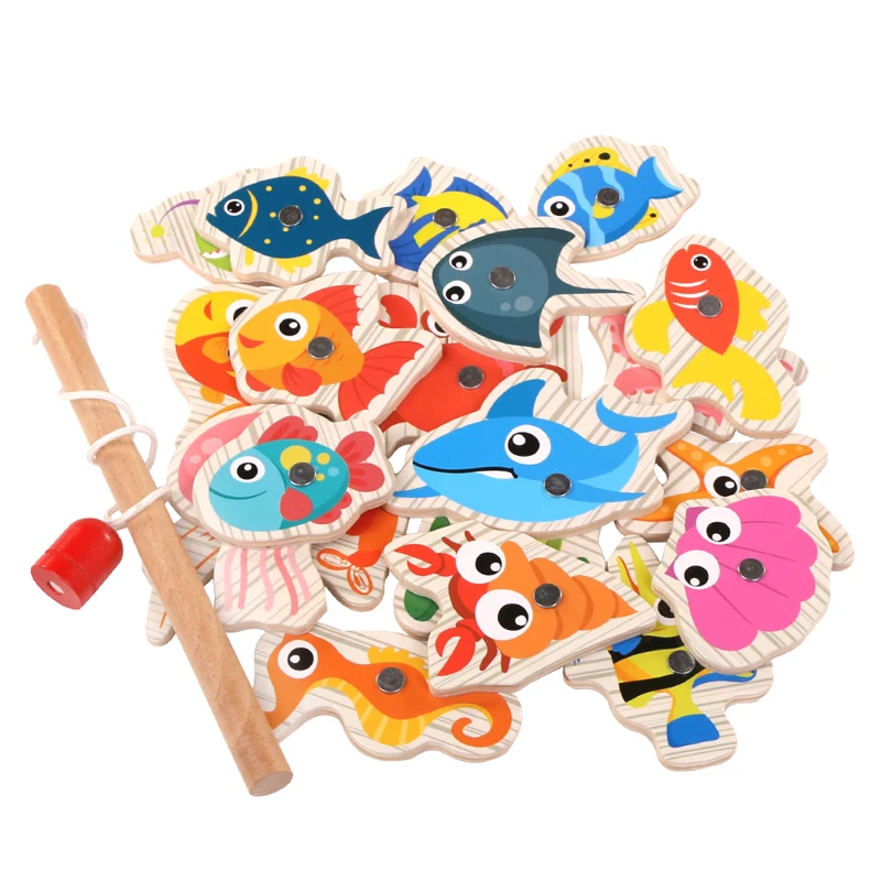 20 шт Магнитные Детские деревянные магнитные рыболовные игрушки набор рыбок игра