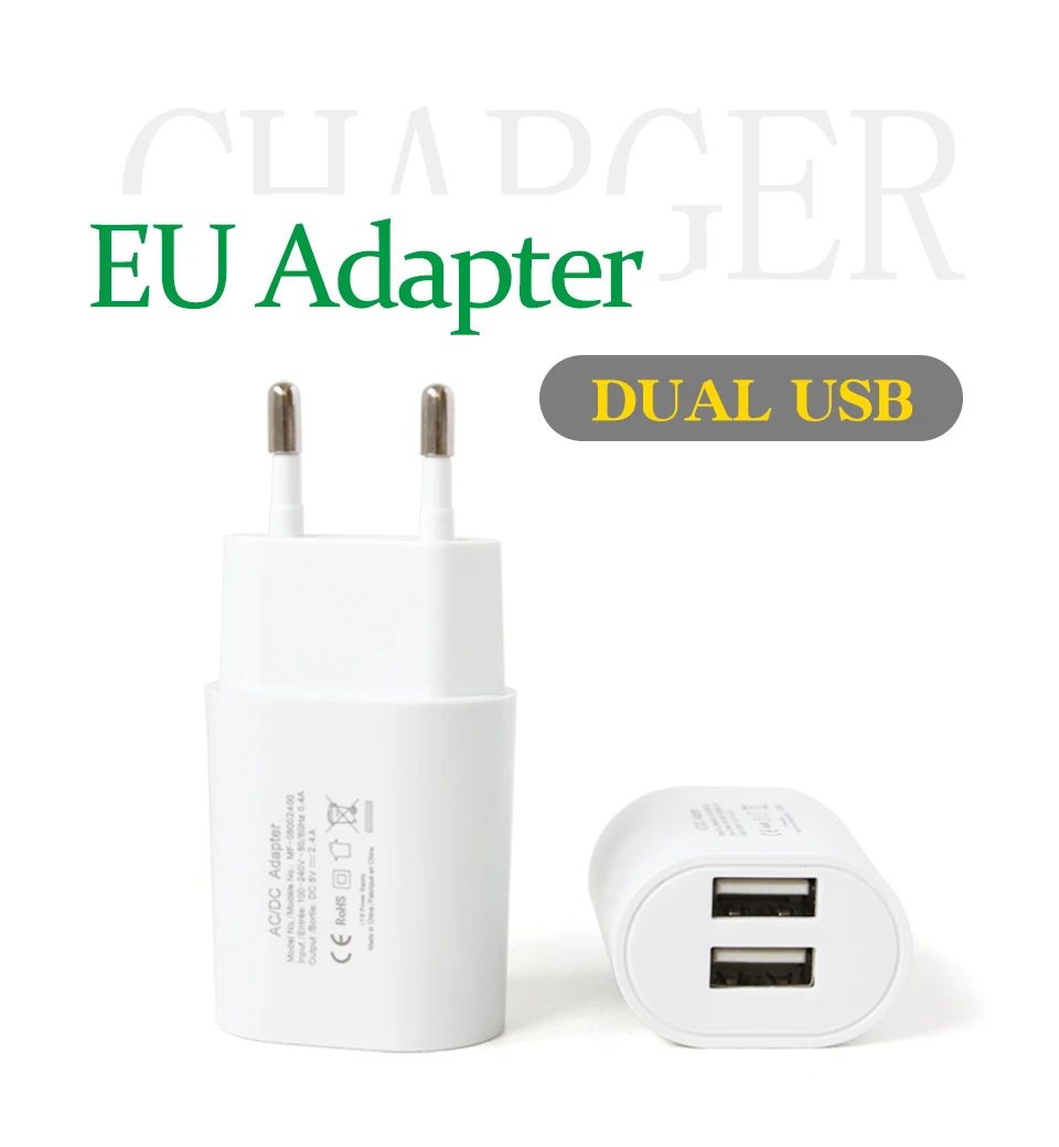 1 шт. ЕС адаптер штекер 5V2. 4A двойной USB зарядное устройство для смартфонов AC/DC адаптер путешествия в Италии Швейцария Бразилия Франция