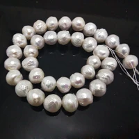 16 inches 11 14mm natural white round large baroque pearl loose strand