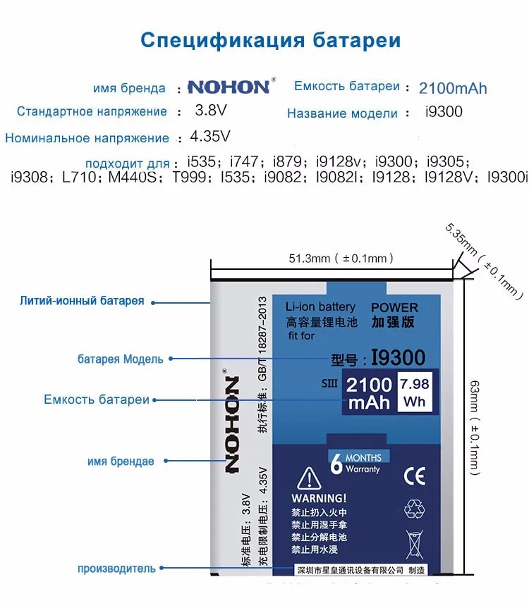 Nohon аккумулятор EB-L1G6LLU B600BE для Samsung Galaxy S3 i9300 S4 I9500 S7 G930F S8 G950F EB-BG950ABE запасная батарея для телефона