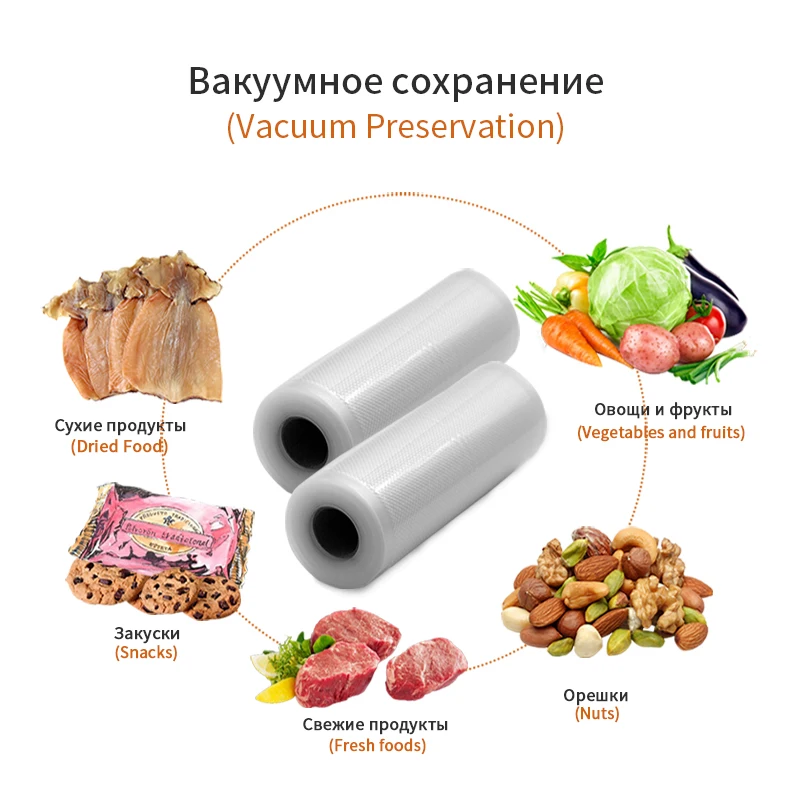 TINTON LIFE 28*500см вакуумные пакеты для хранения вещей и продуктов 2 рулона пакеты съедобной степени