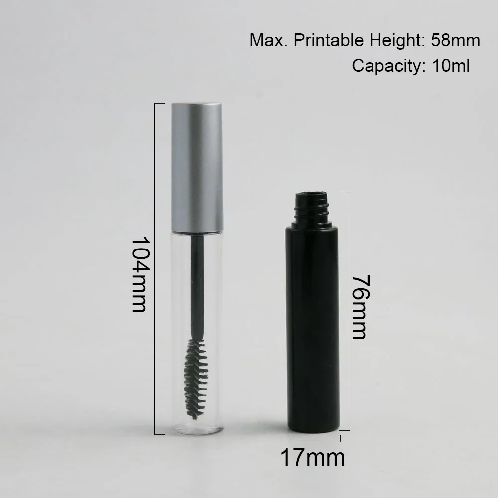 

360 x10ml Empty Plastic Bottle Black Eyelash Tube Mascara Cream Vial / Container Fashionable with Silver/Black Lid Drop Shipping