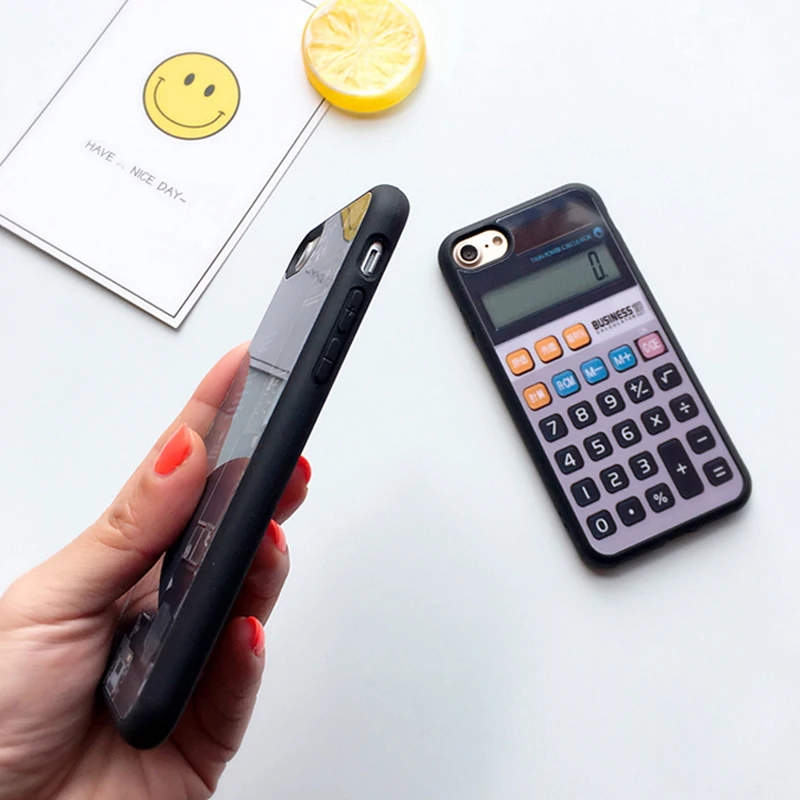 WEIYU Phone cases For Apple iphone 6 6S 7 X 8 Plus Mirror Calculator Text Soft Silicone Back cover iPhone case Accessories |