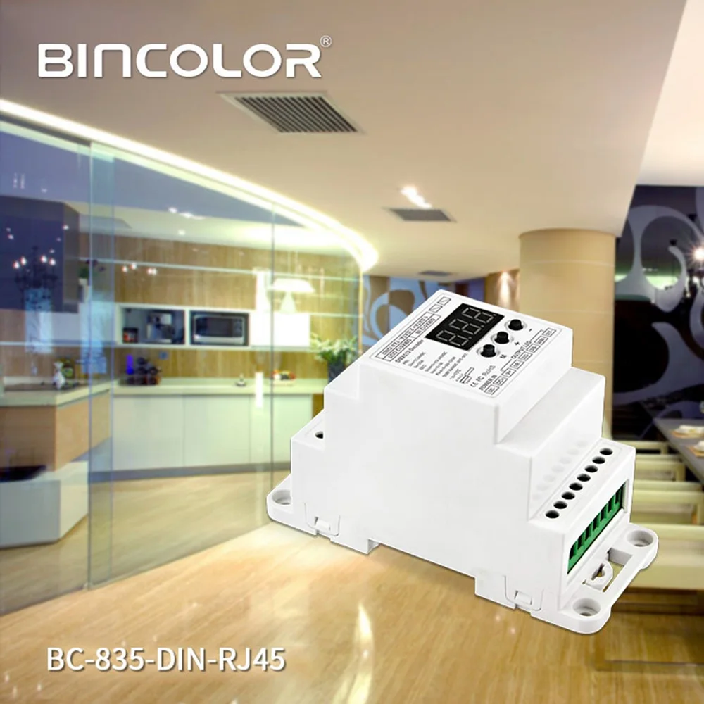 BC-835-Din-RJ45 Din Rail 5Ch CV Pwm Dmx512/1990 контроллер декодера для светодиодной ленты | Лампы и