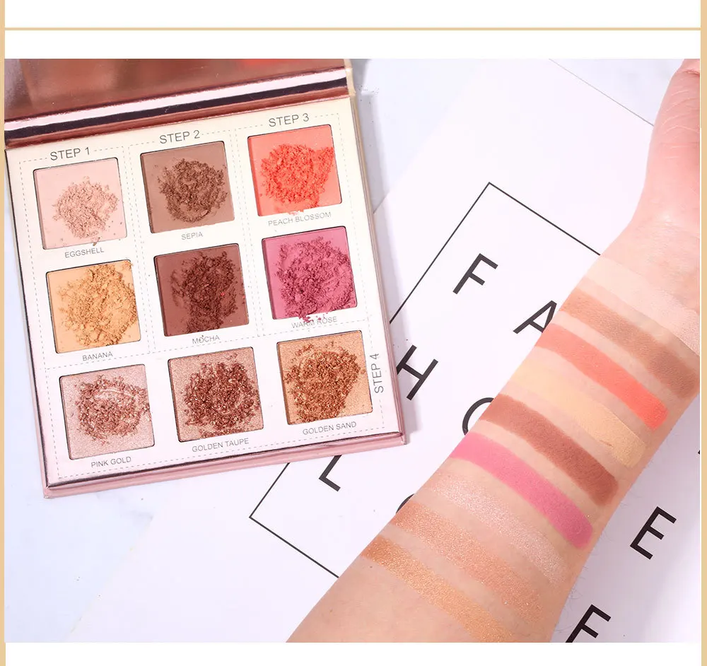 Макияж 9 видов цветов Тени для век Палитра теплая Милая Косметика долговечные