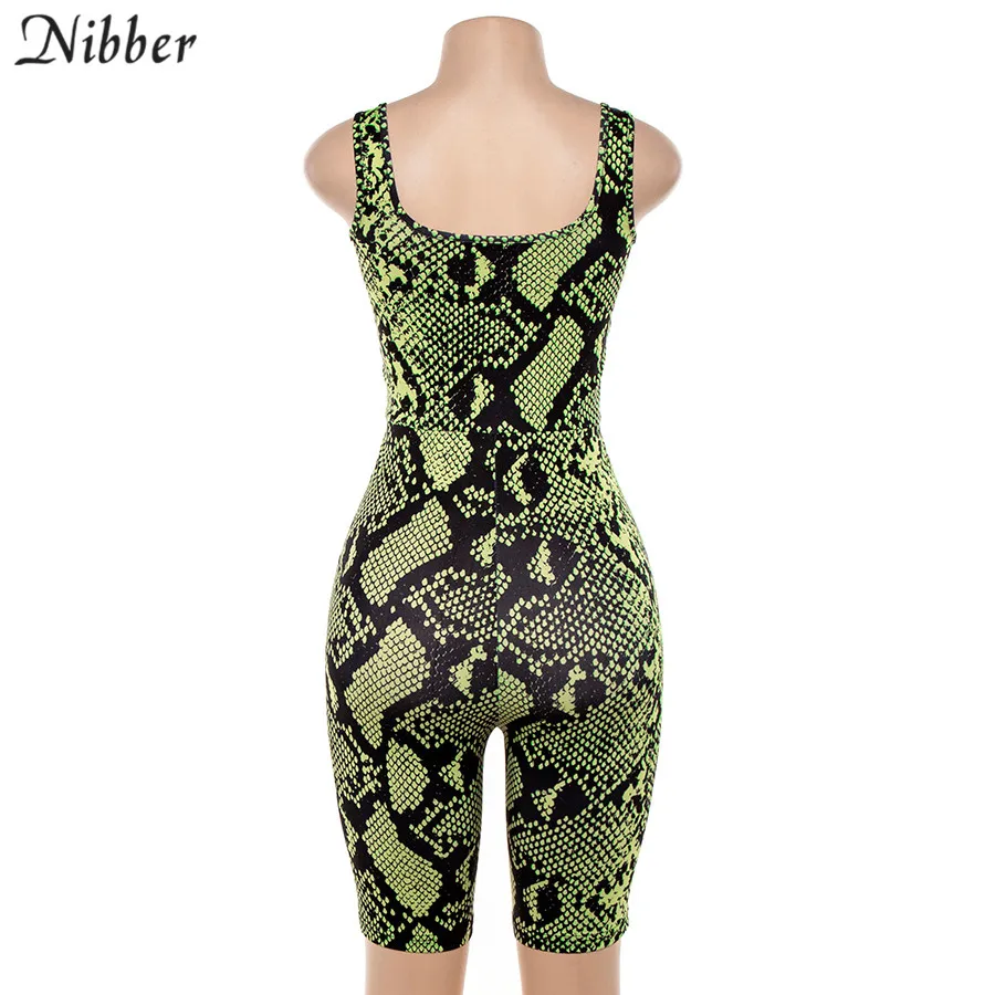 Nibber Лето змеиный принт полый стрейч комбинезон женский high street Active Wear2019 модный базовый повседневный уличный комбинезон mujer