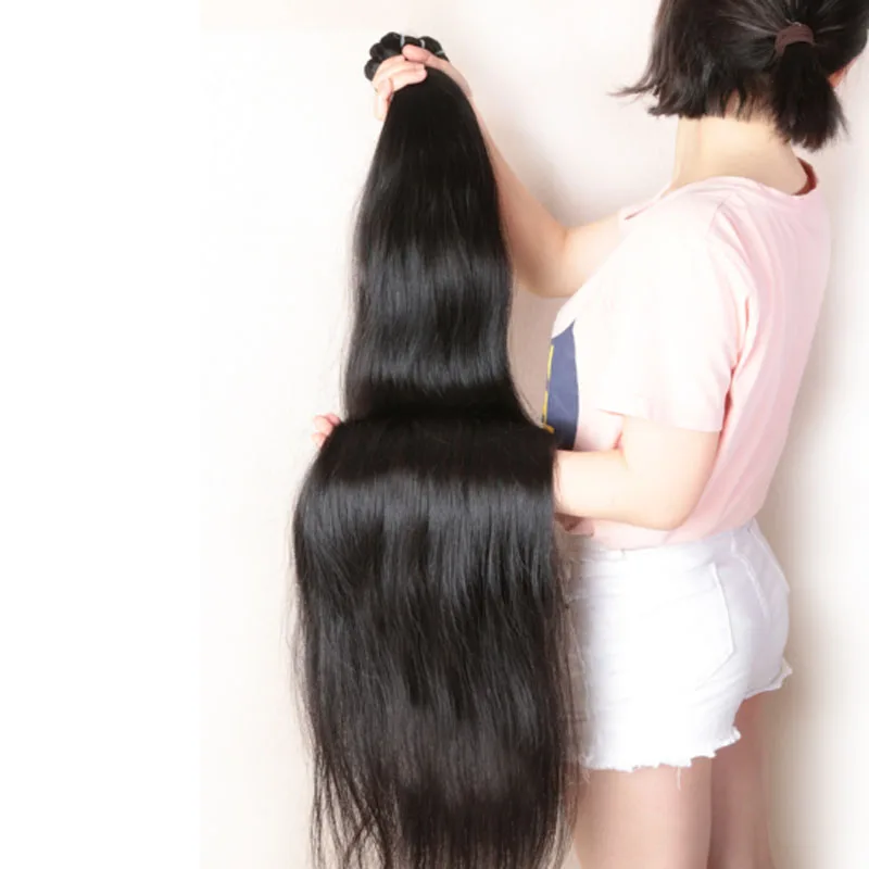 Ali queen hair Products 4 шт. в партии натуральный цвет "~ 30" бразильские Виргинские Необработанные прямые человеческие волосы плетение пучков