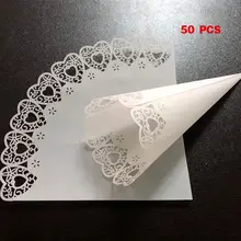 50pcs Laser Cut Love Heart Lace Laying Candy Wedding Party Favors Confetti Cones Paper Cone Decoration Supplies Gift