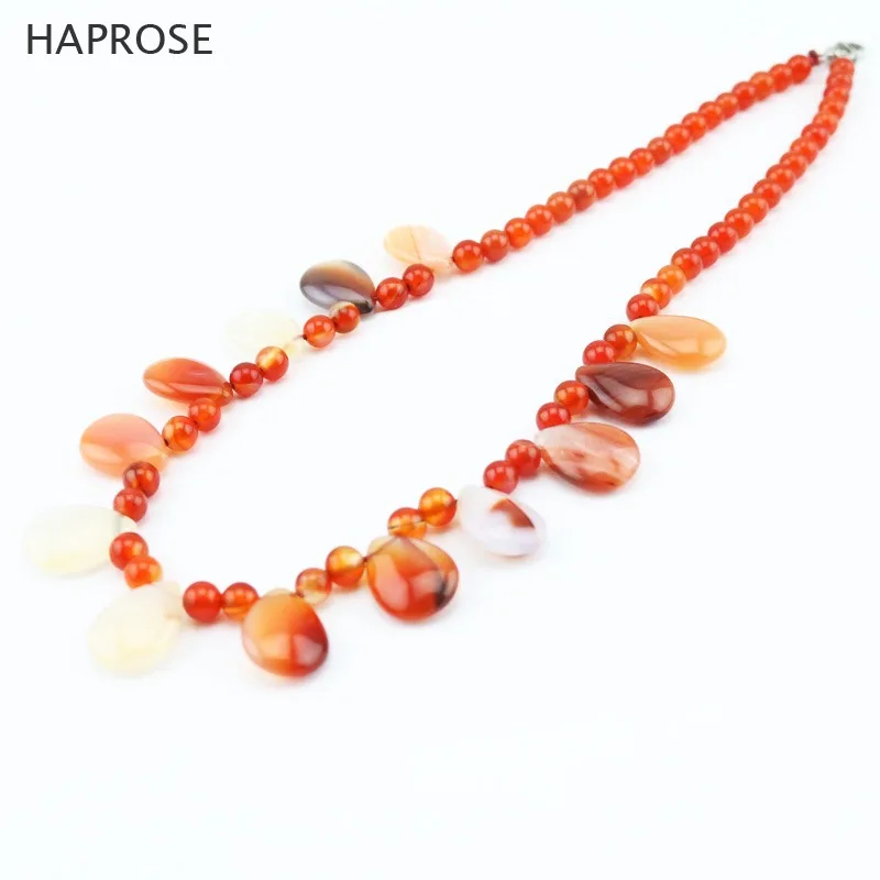 

HAPROSE Fashion boutique jewelry agate necklace multicolor round square agate pendant lobster clasp necklace gift free shipping