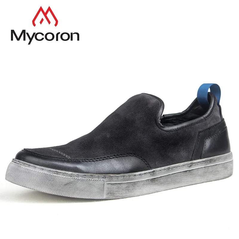 MYCORON 2018 New Men Genuine Leather Casual Boots Handmade Slip On Top Brand Driving Shoes Breathable Sapatenis Masculino | Обувь