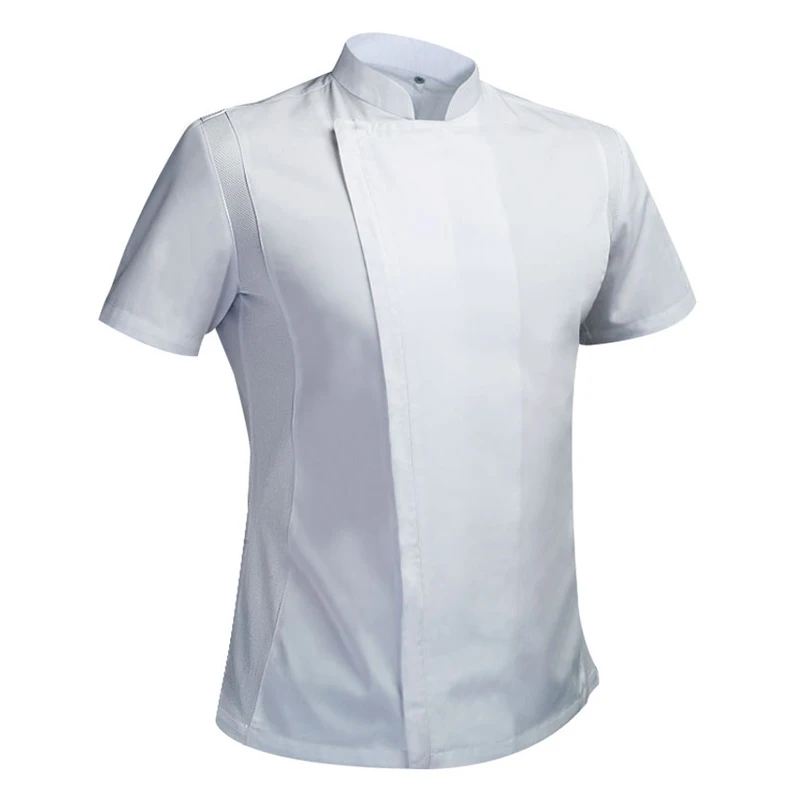 Summer chef costume cook jacket male chef's white shirt Restaurant Uniform Barber Shop Workwear Overalls images - 6