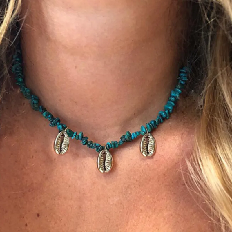 Бохо ручной работы нерегулярный натуральный камень ожерелье богемное