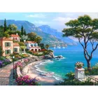 Набор для алмазной 5d-мозаики Sea House, картина с изображением морского берега, вышивка пейзажа, квадратная и круглая мозаика, 3d-пейзаж, украшение для дома