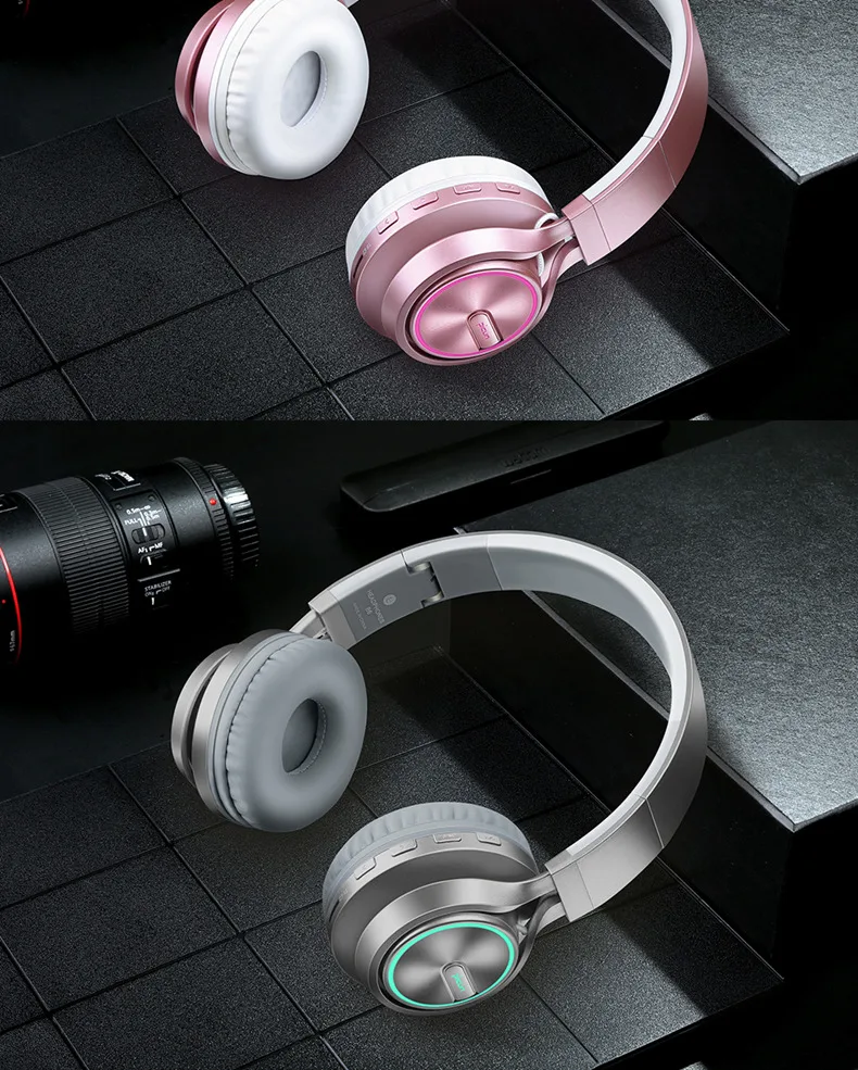 B6 Беспроводной наушники Bluetooth Hi-Fi стерео наушники Складная гарнитура светодиодный светильник наушники с HD микрофон для мобильного телефона Tv tablet