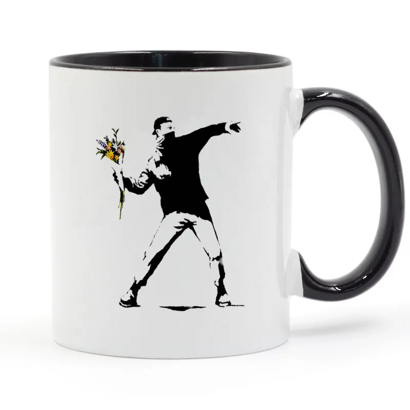 Кружка для кофе с цветочным горлышком Banksy креативные подарки 11 унций GA1579 | Дом и