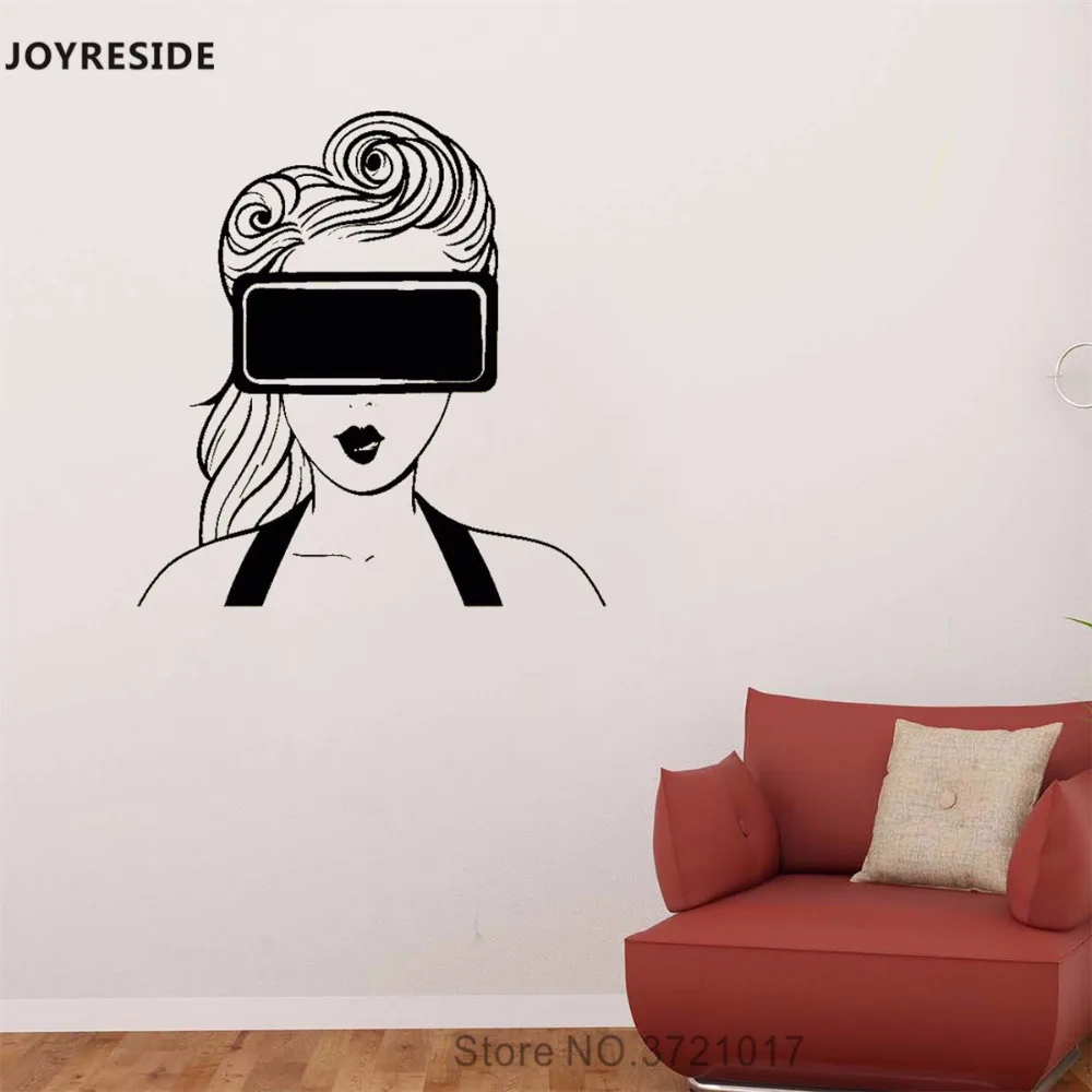 

Женская Наклейка на стену в виде головы для видеоигр, Декор для дома, художественная Наклейка на стену в гостиную, внутренний декор, роспись ...