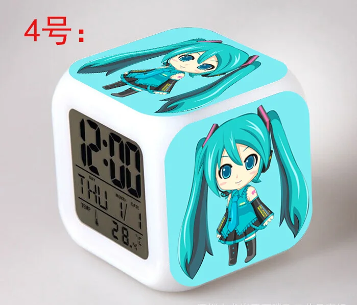 Японское аниме Hatsune Мику LED 7 цветов Flash Цифровой Будильники детский ночник Спальня часы Reloj Despertador