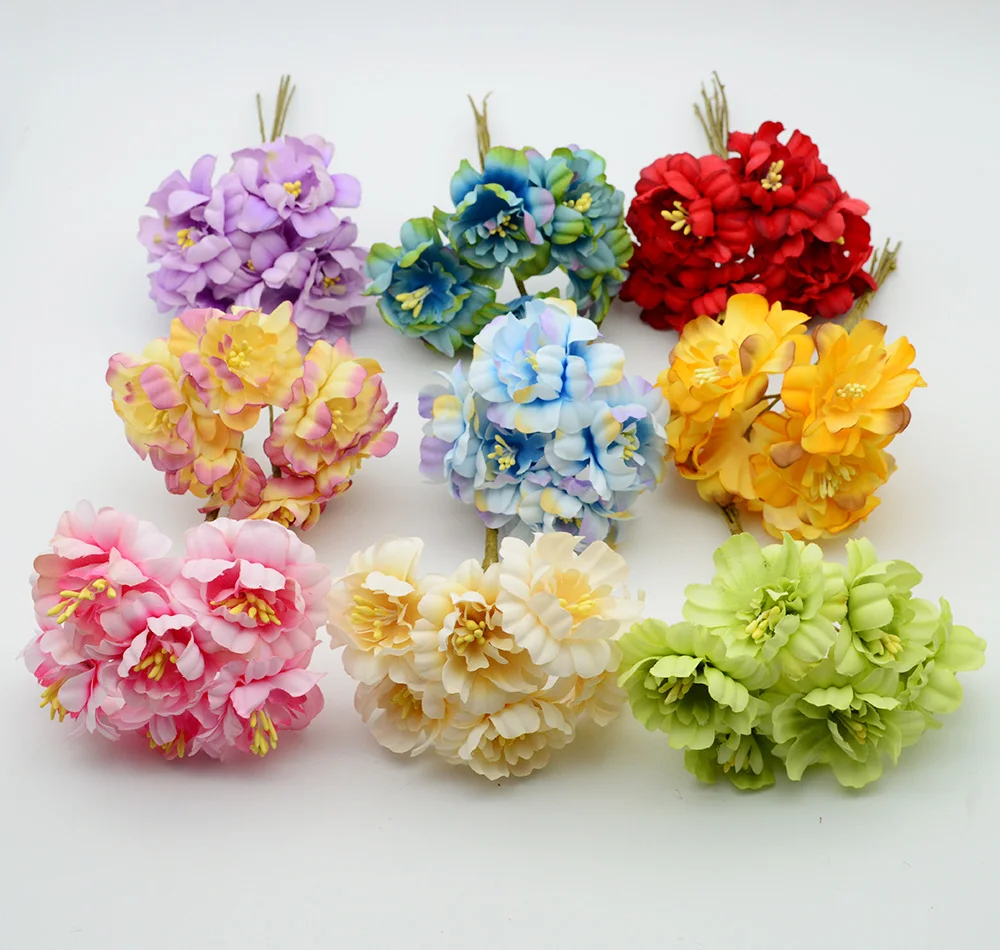 6 шт. искусственные цветы свадебные аксессуары для украшения дома на Рождество