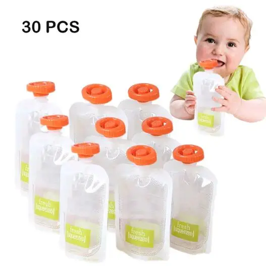 30 pcs BPA Бесплатный контейнер для детского питания сумки сделать органические продукты свежие для новорожденных малышей Squeeze пакет фруктового сока 10 шт-50 шт - Цвет: 30 pcs