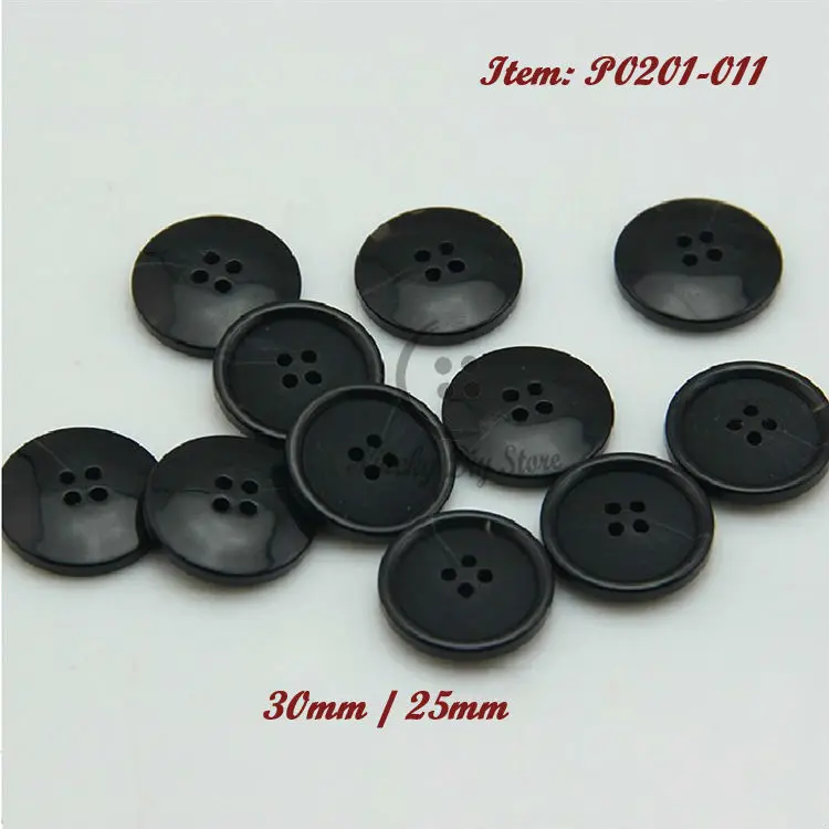 

30mm / 25mm 4 hole Black matte imitation horn resin suit buttons coat jacket buttons men clothing material wholesale