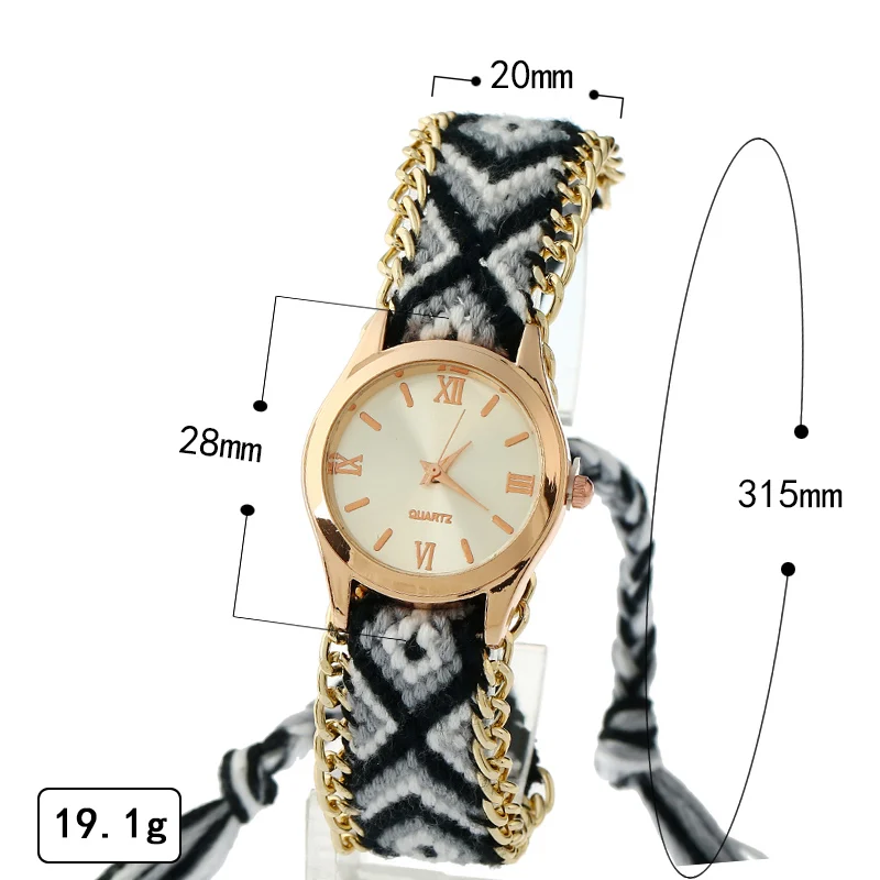 

Gnova platinum Small Wrist Women Watch Children Gift Kid Girl Fashion wristwatch Ethnic Golden Chain Braided Lace Reloj A840