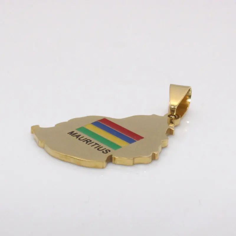 Mauritius карта флаг Маврикия Нержавеющая сталь ожерелье страна ювелирные изделия с