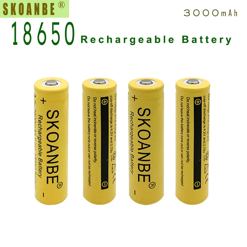 Аккумуляторная литий ионная батарея SKOANBE 6 шт. желтая 3000 мА/ч 18650 3 7 В для