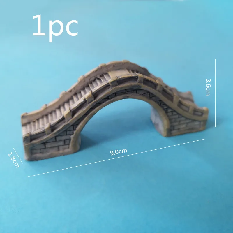 1pc bridge Цветок лотоса лягушка с мостом и лодкой Статуэтка для украшения миниатюрная Смола ремесло Модель орнамент Мини Сад Фея Украшения DIY аксессуары - Цвет: 1pc bridge