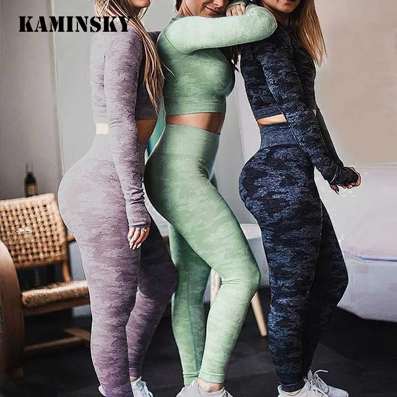 Kaminsky камуфляжные Леггинсы для женщин, высокая талия, бесшовные леггинсы, камуфляжные спортивные штаны, леггинсы, пуш-ап, тренировочные джеггинсы, спортивная одежда для спортзала