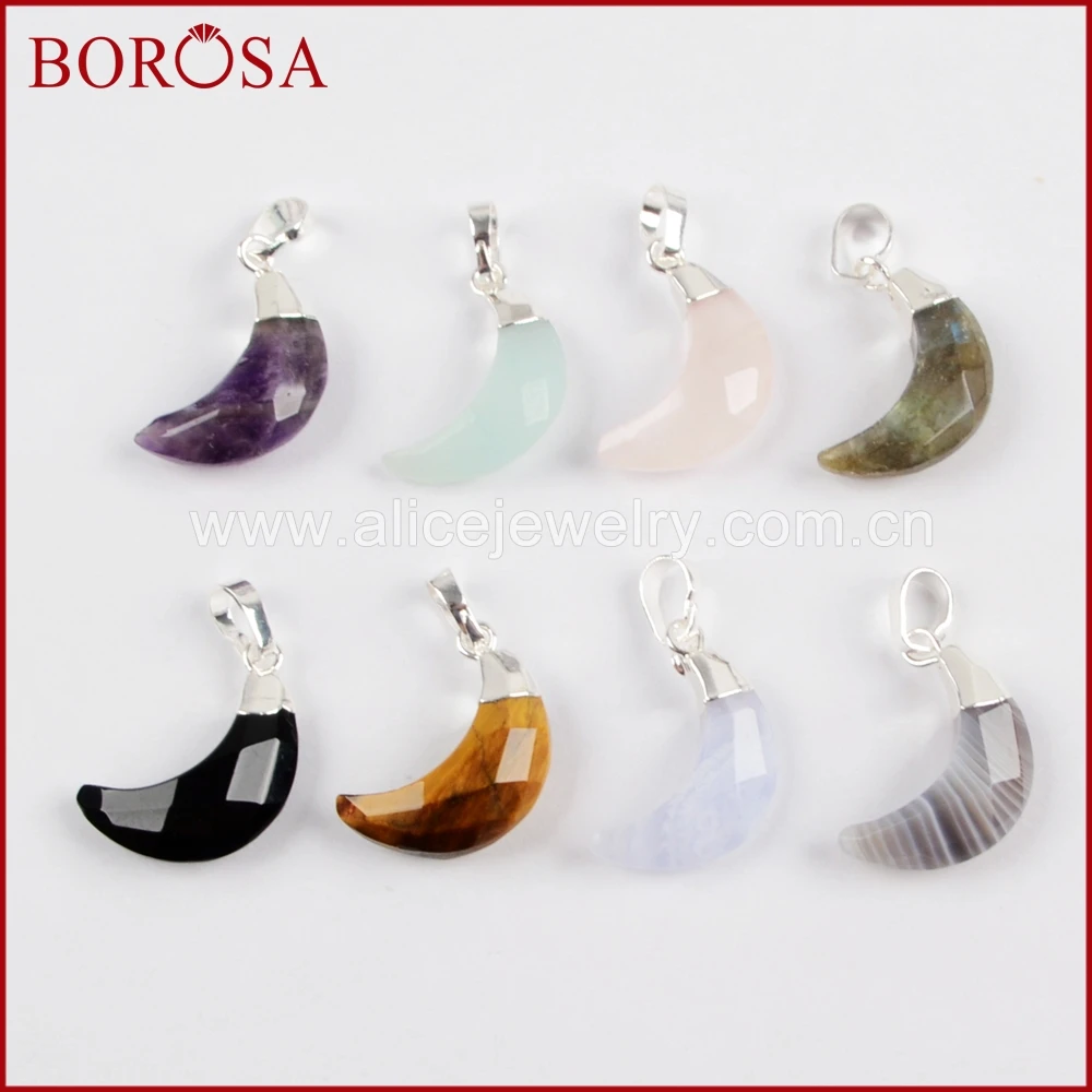 Женские Подвески с полумесяцем BOROSA посеребренные подвески из натурального камня
