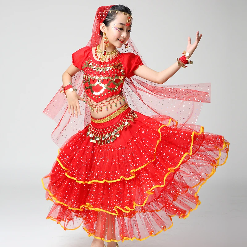 

Quality Indian Sari Girls Dress Orientale Enfant Indian Costumes For Kids Oriental Dance Costumes Belly Dance Dancer Clothes Set