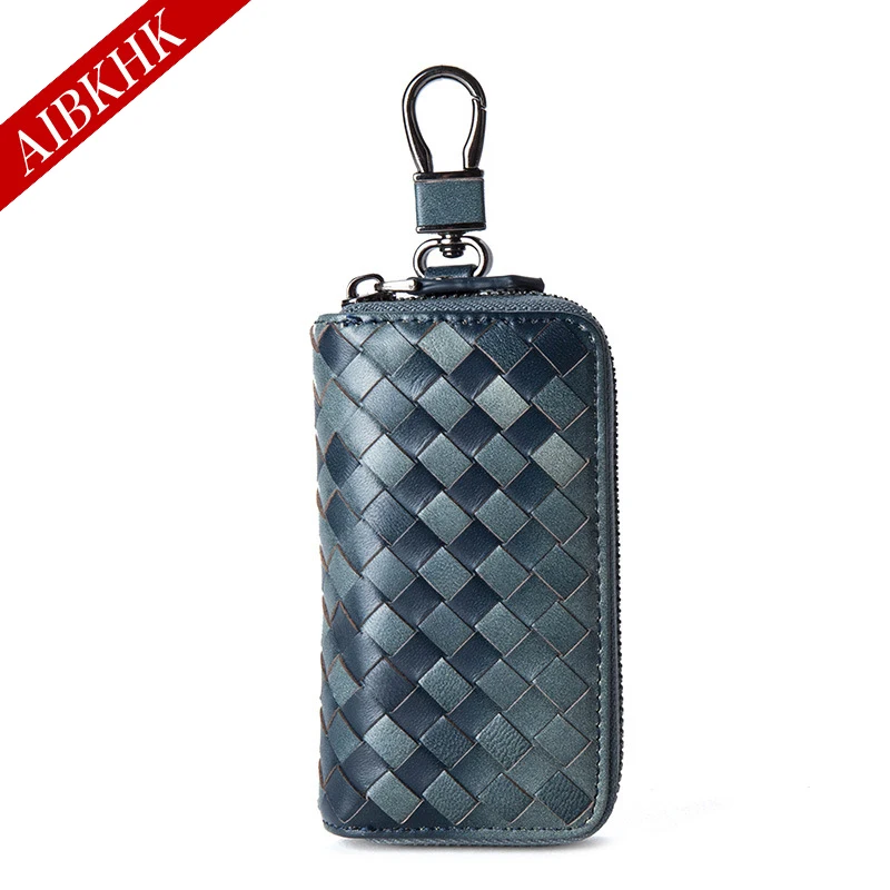 

Fashion Sheepskin Genuine Leather Men Women Car Key Bag Wallet Multi Function Key Case Female Male Zipper Housekeeper Holders