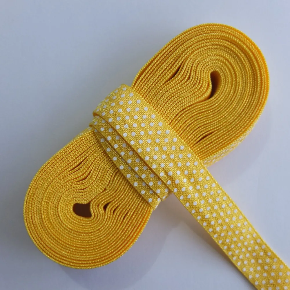 

5/8" Dots printed fold over elastic FOE Elastic ribbon Hair elastic 5 yards per color You pick colors