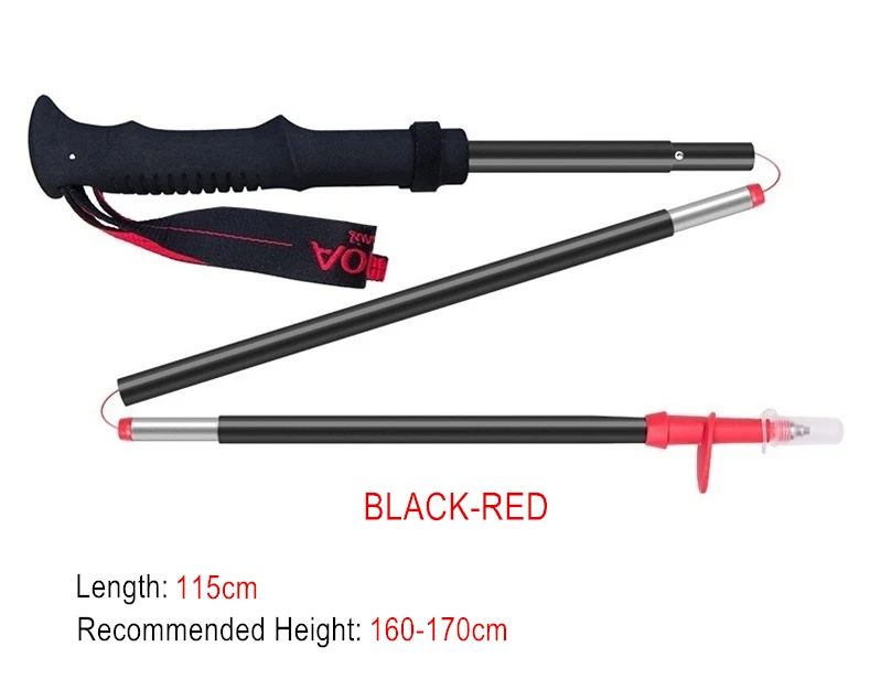 Black-Red 115cm AONIJIE E4093 трехслойный складной Сверхлегкий Быстрый замок треккинговые палки походные палки трость для бега алюминиевый сплав - Цвет: Black-Red 115cm